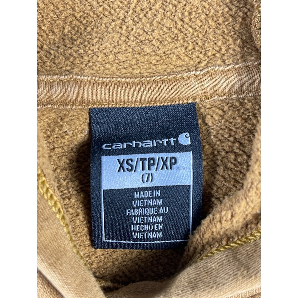 Carhartt Hoodie Youth XS (7) Pullover Hooded Sweatshirt Brown Spell Out TS9983-G - Picture 9 of 11